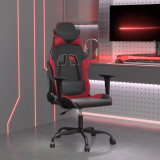 VidaXL Scaun de gaming de masaj, negru și roșu vin, piele ecologică 345406
