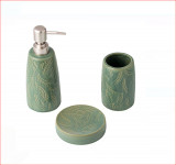 Set Dozator Sapun Baie Ceramic - 3 piese Verde Menta