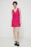 Desigual rochie LACE culoarea roz, mini, dreaptă, 24SWVW48