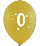 Baloane Latex 10 Buc. 12" 30cm Imprimare Cifra 0 Umflare Aer Heliu Globos Festival Aniversari Petreceri