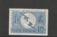 ROMANIA 1965 LP 607 CENTENARUL U. I. T. MNH NESTAMPILAT