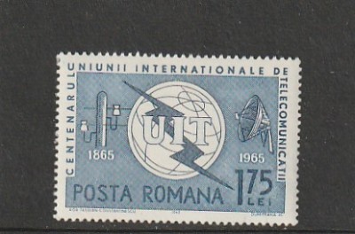 ROMANIA 1965 LP 607 CENTENARUL U. I. T. MNH NESTAMPILAT foto