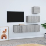 vidaXL Set dulapuri TV, 4 piese, gri sonoma, lemn prelucrat
