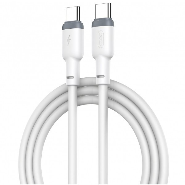 Cablu Date si Incarcare USB-C - USB-C XO Design NB208B, 60W, 1m, Alb