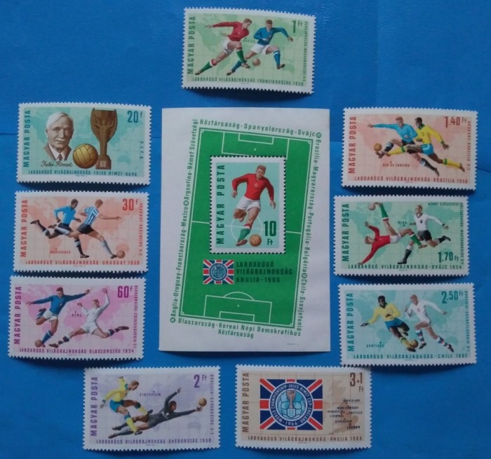 UNGARIA -1966-Campionat Mondial de Fotbal -Seria+Colita-MNH(Mi=16e) UNGARIA -1966-Campionat Mondial de Fotbal -Seria+Colita-MNH(Mi=16e)