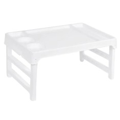 Masuta din plastic, pliabila, pentru servit masa la pat, alba, 47 x 27 cm foto