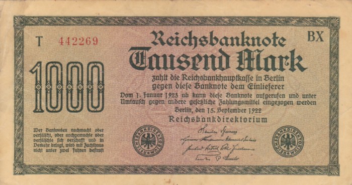 GERMANIA 1.000 marci 1922 VF+!!!