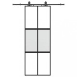 Cumpara ieftin Usa glisanta cu set feronerie neagra 76x205cm sticla securizata