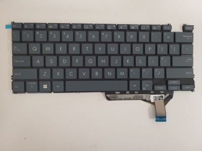 Tastatura Laptop, Asus, ZenBook S 13 UM5302, UM5302TA, UM5302LA, iluminata, Petroleum Blue, layout US foto