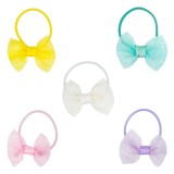 Elastice de Par Pastel cu Glitter și Fundite - Set de 10 buc, CMCLASS