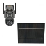Camera supraveghere lentila duala 4 MP cu panou solar 5W, baterie 18650 incarcare rapida, WIFI 2.4 GHz, rotativa 360 grade PTZ cu senzor de miscare, d
