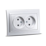 Priză dublă Schuko 16A gri metalizat Zena - ELBI