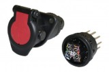 Priza Remorca 15 Pini 24V ISO 12098 ADR, Iesire Cablu 180&deg;, Protectie IP54, Diametru Cablu 12-18mm, Negru/Rosu