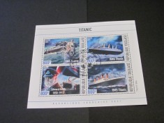 Coliță Filatelică Ciad 2021 - &quot;Titanic&quot;, Edward Smith &amp; RMS Titanic, 4 Timbre Obliterate