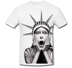 Tricou &amp;quot; Statuia libertatii - susprinsa (alb/negru) &amp;quot; foto