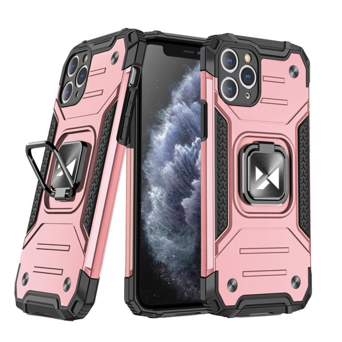 Husa Wozinsky Ring Armor Kickstand Tough Rugged Husa Pentru IPhone 11 Pro Max, Roz 9111201919105