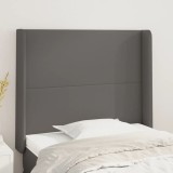 Cumpara ieftin Tăblie de pat cu aripioare, gri , 93x16x118/128 cm, piele eco