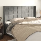 VidaXL Tăblie de pat cu aripioare gri deschis 163x16x118/128cm catifea 3119634