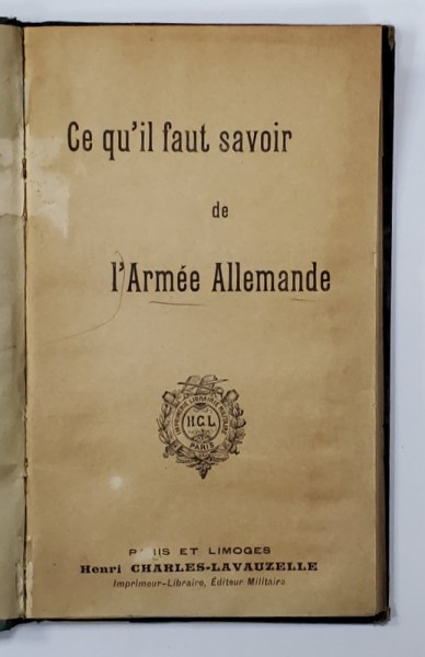 CE QU &#039;IL FAUT SAVOIR DE L &#039;ARMEE ALLEMANDE , SFARSITUL SECOLULUI XIX