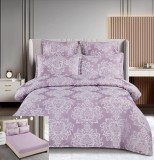 Cumpara ieftin Lenjerie Pat Jacquard Pillia Jx012, Jacquard, 6 Piese, Fara Elastic, Lila