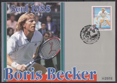 Paraguay 1988 - Jocurile Olimpice - Seul - Boris Becker, FDC, Marime extra foto