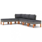 vidaXL Set mobilier de grădină cu perne, 6 piese, gri, poliratan