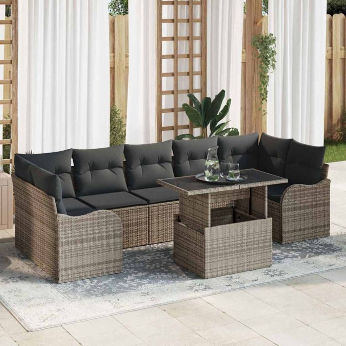 vidaXL Set de canapele pentru grădină 8 pcs Gri 100 x 55 x 73 cm 3357152