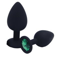 Dop Anal Silicone Buttplug, Medium, Negru/Verde, Guilty Toys