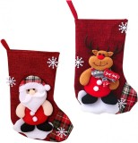 Set de 2 ciorapi pentru Craciun JHXhhthongtong, pasla, multicolor, 16 x 23 x 13 cm