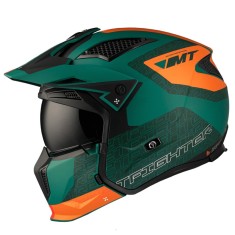 Casca MT Streetfighter SV S Totem C6 verde mat (ochelari soare integrati) &ndash; masca (protectie) barbie si cozoroc detasabile &ndash; omologare noua ECE 22.06