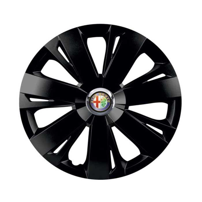 Set 4 capace roti Negre Cu Inel Cromat Energy R15 Compatibil Cu Alfa Romeo