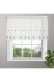 Cortină de bucătărie Bistro 65 cm x 180 cm cu broderie de trifoi semitransparentă &ndash; alb