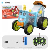 Tractor saritor, cu telecomanda, cu lumini si muzica vesela Bleu, Oem