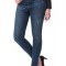 CL717-444 Blugi albastri, stil smart casual, cu talie inalta si buzunare