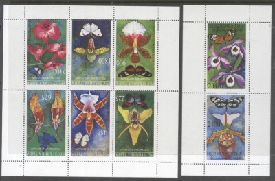 Tuva 58-65 Russian local - Butterflies Orchids 2 sheet of 6 and 2 MNH DA.147 foto