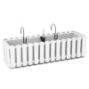 Jardiniera decorativa, suport metalic, sistem irigare, alb, 58x18x16.2 cm, Boardee Fencycase W Old, Prosperplast