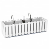 Jardiniera decorativa, suport metalic, sistem irigare,&nbsp;alb, 58x18x16.2 cm, Boardee Fencycase W Old