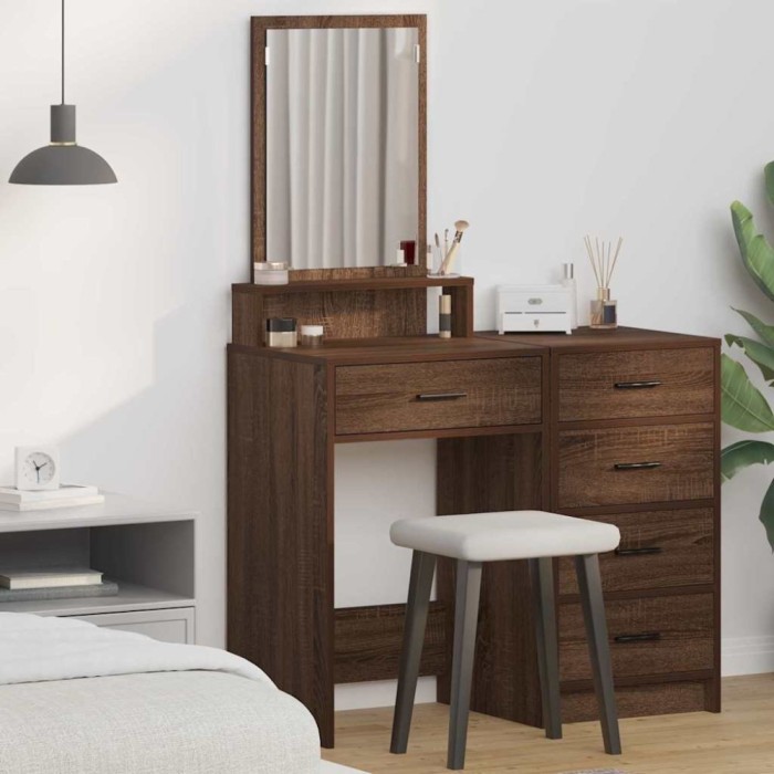 vidaXL Masă de toaletă Stejar &icirc;nchis 50 x 41 x 140 cm Lemn compozit