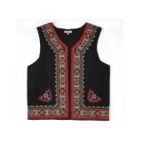 Cumpara ieftin Vesta traditionala neagra pentru fetite cu broderie florala multicolora - VTF05