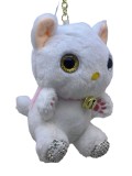 Breloc pisica Pisicuta de Plus Alba cu Clopotel si Strasuri Decorative