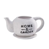 Cumpara ieftin Ghiveci flori ceramica alba neagra Ceainic Home 31 x 19 x 13 cm