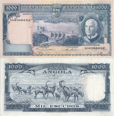 1970 ( 10 VI ) , 1,000 escudos ( P-98 ) - Angola - stare XF foto