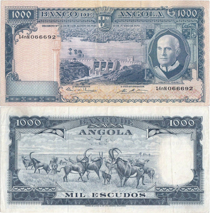 1970 ( 10 VI ) , 1,000 escudos ( P-98 ) - Angola - stare XF
