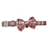 Zgarda cu Papion pentru caini, cu clopotel, 27-37cm/15mm, Roz, Ropet