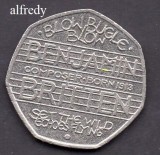 Anglia Marea Britanie 2013 50 Pence, Comemorativa, Benjamin Britten, Europa