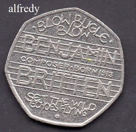 Anglia Marea Britanie 2013 50 Pence, Comemorativa, Benjamin Britten