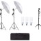 Kit de 2 umbrele albe, 2 trepiezi reglabili 200 cm, 1 trepied 160 cm, 3 becuri 45W, geanta de transport inclusa
