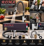 🚰 Baterie bucătărie cu duș extractabil &ndash; finisaj crom-negru