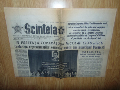 Ziarul Scanteia 20 Iunie 1981-Perioada Comunista foto