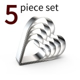 Set forma fursecuri, 5 piese, model inima,metal,argintiu